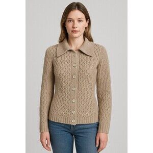 Joie Women’s Beige Knit Cardigan Sweater XS Button Up Collared Long Sleeve